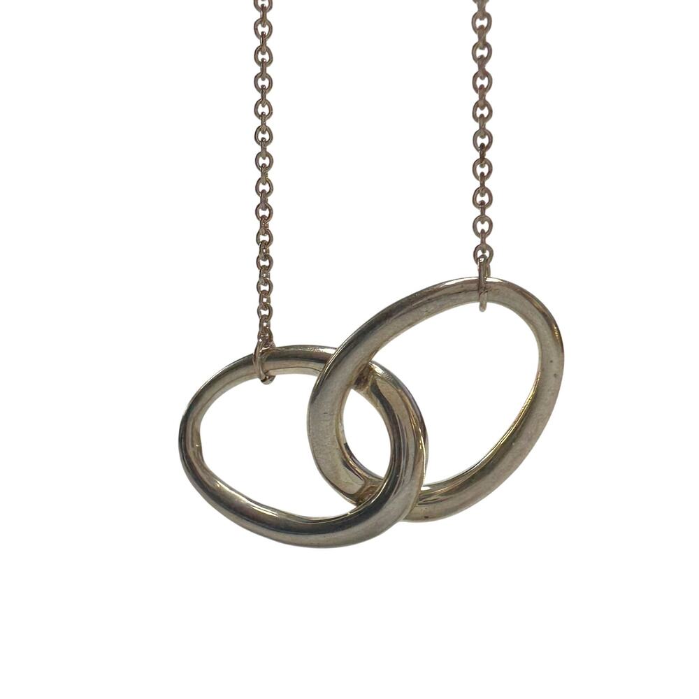 Tiffany and Co Elsa Peretti Large Double Loop Pendant Necklace 14"